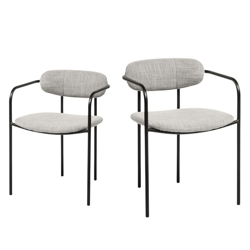 Ensemble de deux fauteuils de salle à manger en tissu gris et noir, Gris
