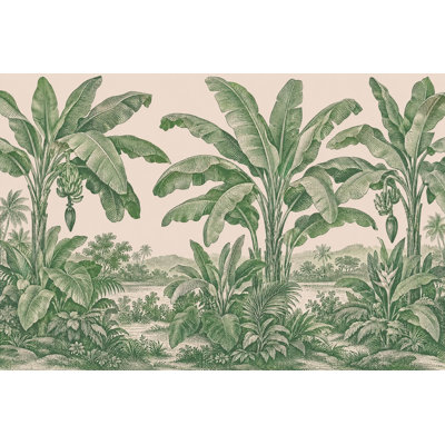 Papier peint rétro paysage jungle tropicale Toile