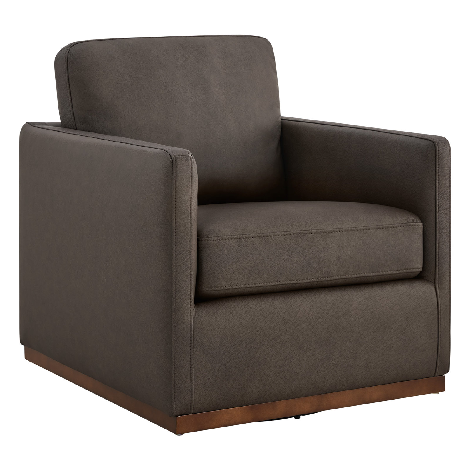 Bobbi Upholstered Swivel Armchair, Chocolate Performance Linen