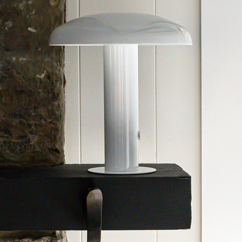 Writzer 11" Contemporary Bohemian Rechargeable/Cordless Dimmable Integrated LED Mushroom Table Lamp, White