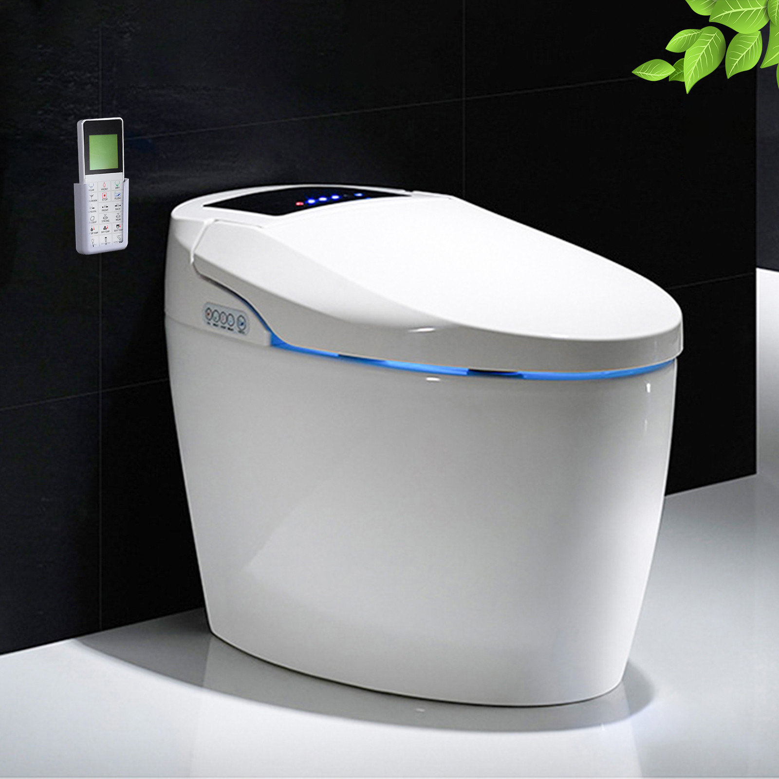 WHo 0.74 Gallons GPF Round Chair Height Floor Mounted One-Piece Toilet ...