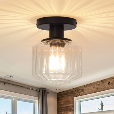 Plafonnier semi-encastré en verre 1 lumière