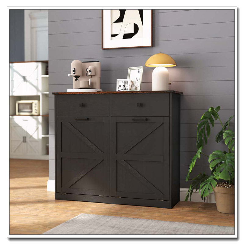 Armoire de tri de lessive, poubelle basculante, Black