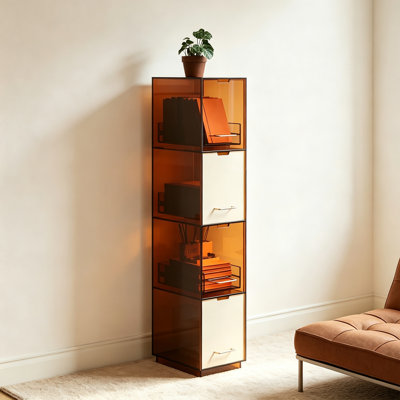 Armoire de rangement verticale en acrylique avec quatre tiroirs