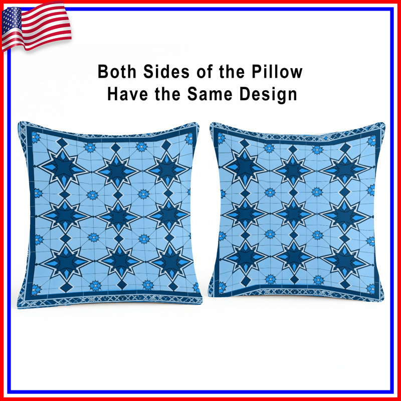 Blue Star Pattern Double Sided Throw Pillows, 26 x 26 inches