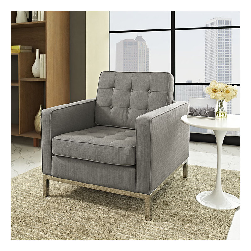 Fauteuil rembourré en tissu Loft, Granit