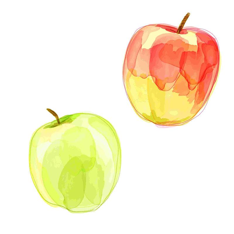Aquarelle de pommes, H 12 po x l 12 po