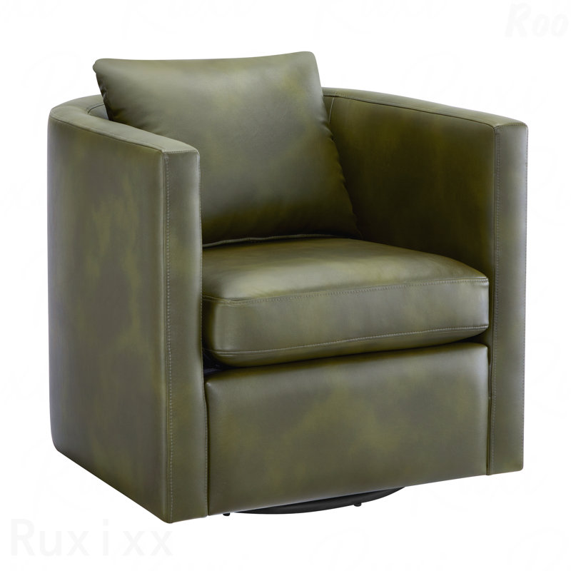 Fauteuil d'appoint cylindrique à fonction rotative - vert recouvert de cuir synthétique pour patio extérieur, Vert