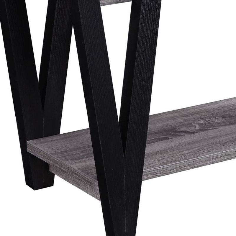 Elegant Rectangular Table In Grey And Black With Convenient Storage Modern Desk Antique Appeal