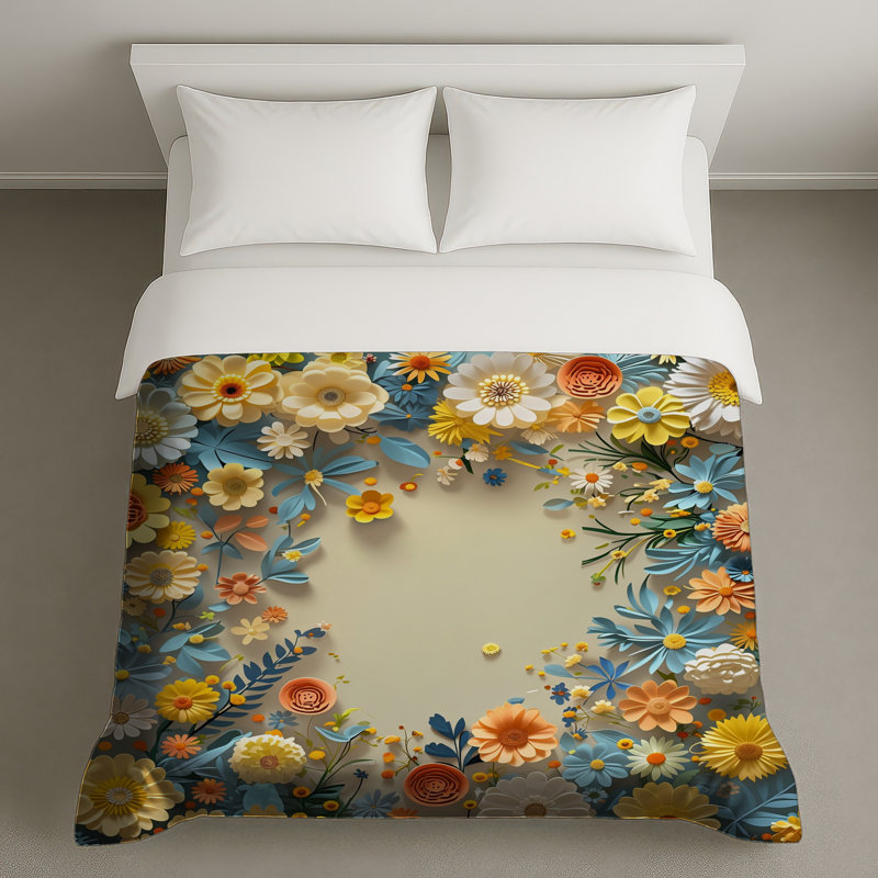 Housse de couette florale en papier, Lit simple