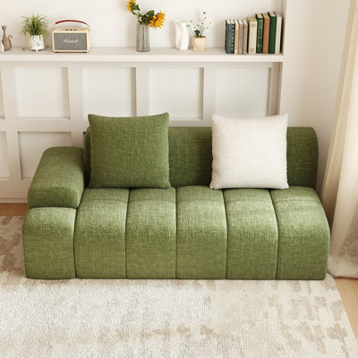 Boneless 70" Compression Chenille Frameless Modular Loveseat, Memory Foam Cloud Sofa Component with 2 Throw Pillows
