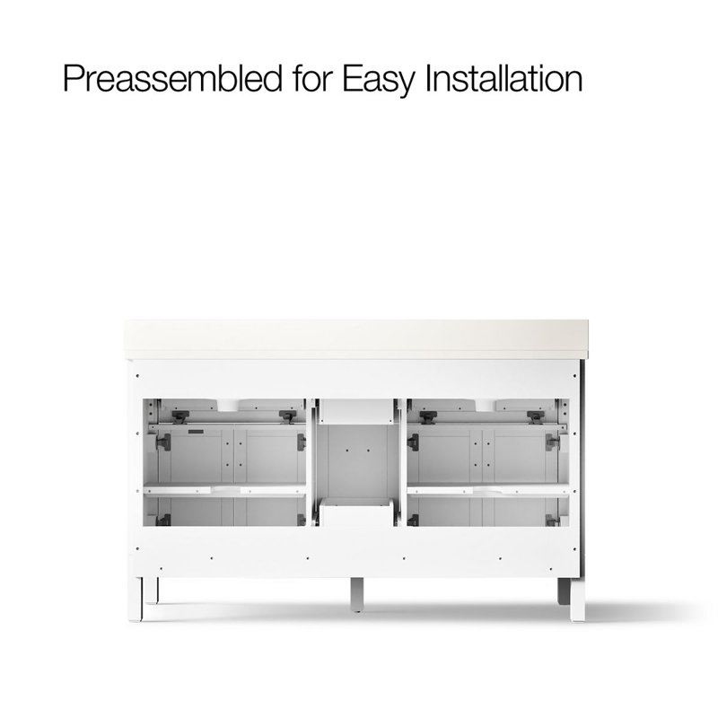 61" Single Bathroom Vanity Set, White, White
