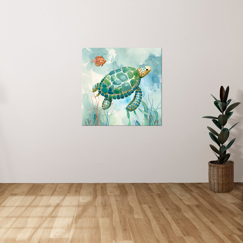 "Coral Bay Sea Turtle I" par Nan, reproduction sur toile, H 18 po x l 18 po x P 1 po