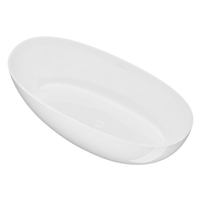 Baignoire de trempage autoportante à surface solide blanc mat 65 po x 30 po KISRAIS