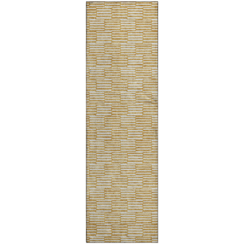 Premium Machine Washable Prisco Gold Rug, Runner 2'3" x 7'6"