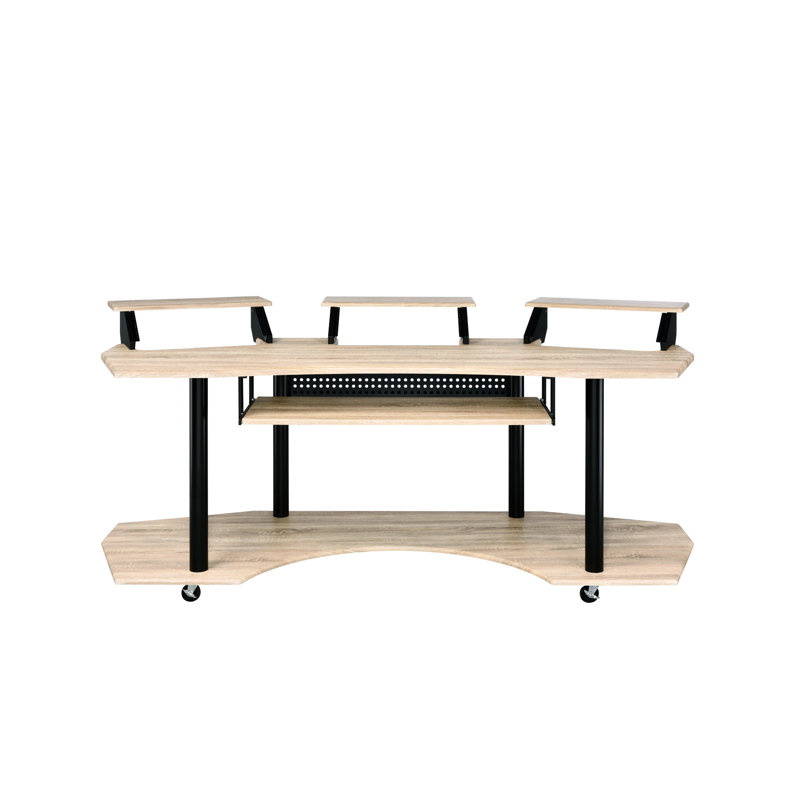 83 po. Chêne naturel - table d'ordinateur à installation musicale moderne pour le travail de production