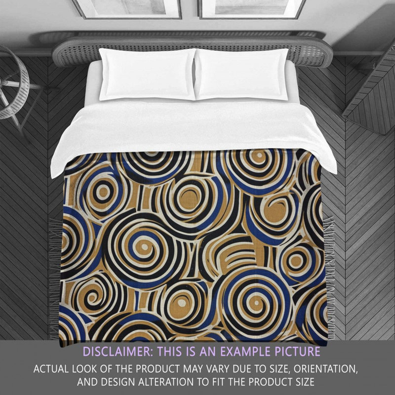 Funky Bedding, Blue/Gold Abstract, Queen Comforter