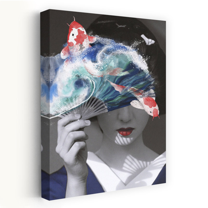 Geisha Koi Fan Dream Elegant, H 48 po x l 32 po