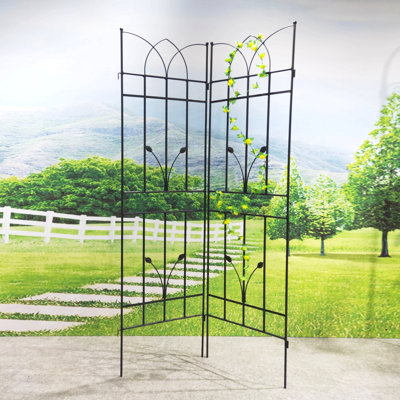 Paquet de 4 treillis de jardin en métal 71 po x 17,7 po antirouille pour plantes grimpantes