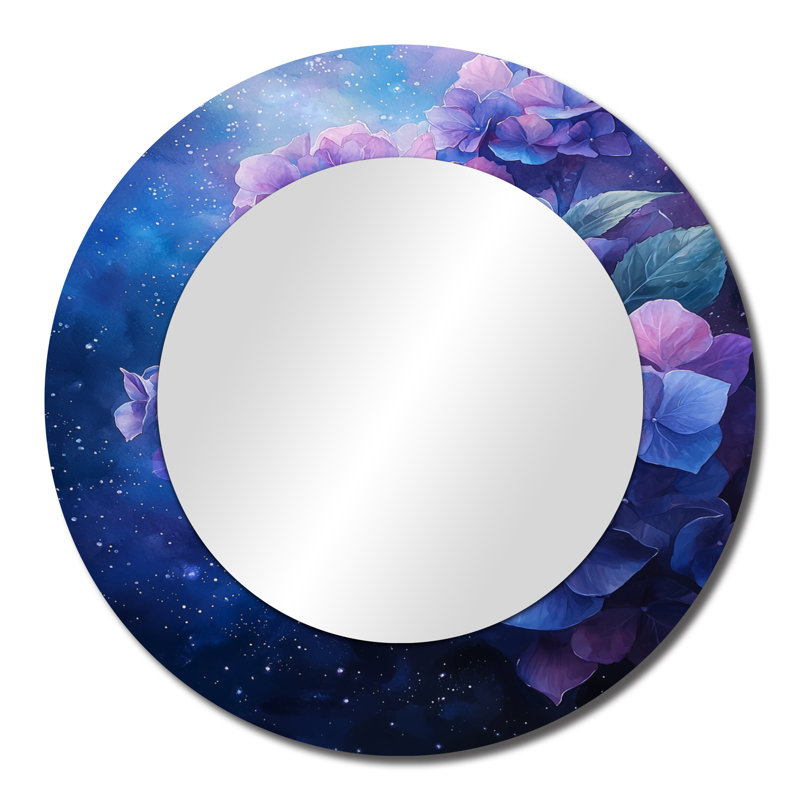 Hortensia dans l'espace - Art mural miroir floral - imprimé sur métal, 23 po x 23 po