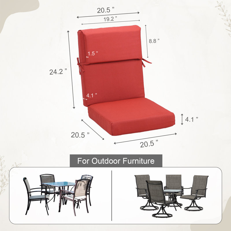 Ensemble de coussins de chaise berçante d'extérieur 20 x 20 po, Red