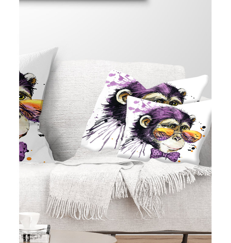 Coussin Cool Monkey - imprimé animal, Rectangulaire, 12 po x 20 po