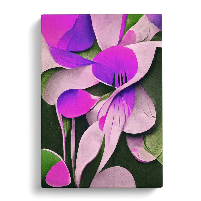 Pretty Abstract Flowers - Wrapped Canvas Print, 50cm H x 35cm W