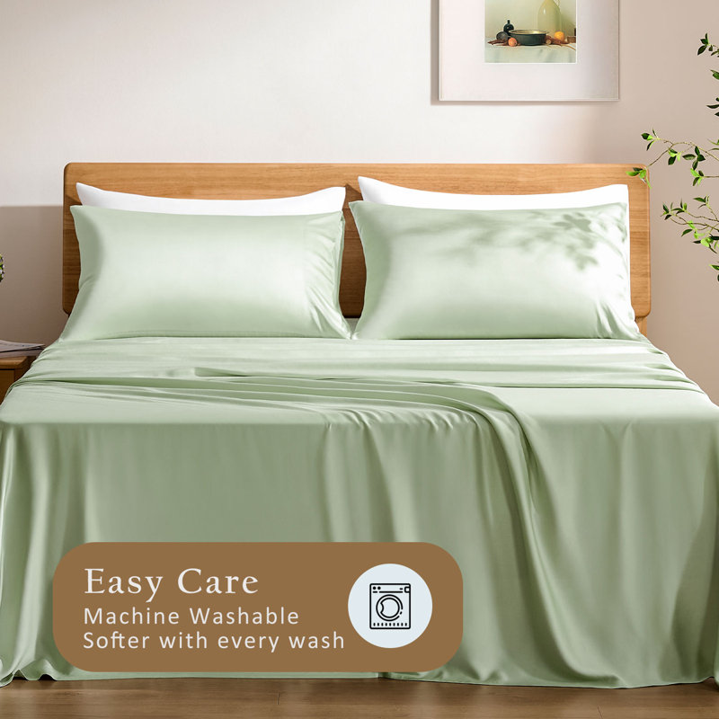Ensemble de 2 taies d'oreiller en viscose TOSMO, Ensemble de taies d'oreiller standards, Light Green