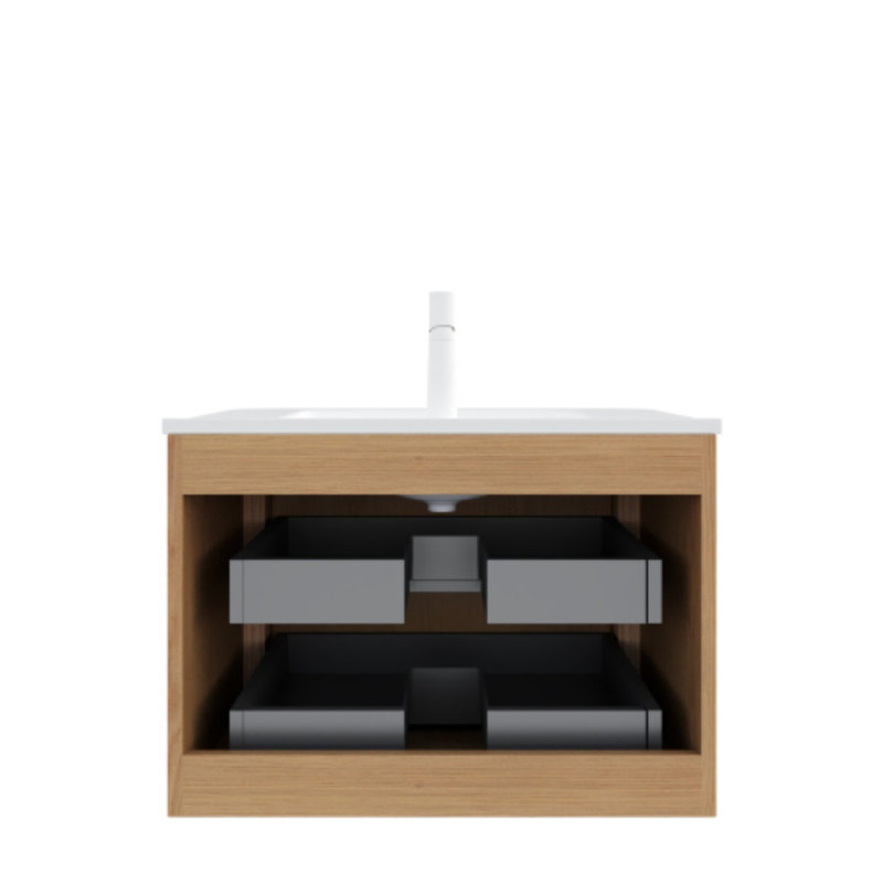 Wall Mounted With Ceramic Top, Brun, L 35,75 po