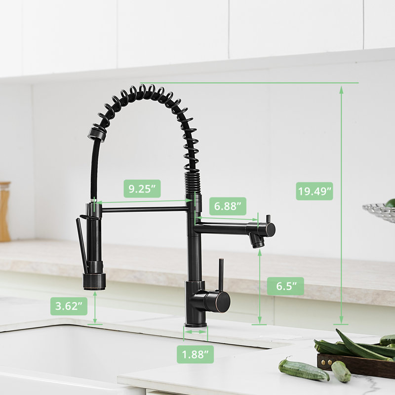Oil-Rubbed Bronze Kitchen Faucet With Pull Down , Single Handle, 360 Degree Spin, Ceramic Filler, Contemporary Appliance Spray, Finish, Rotation, Modern Gadget