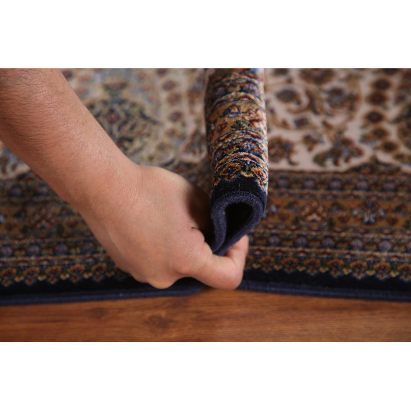 Tapis floral bleu 7 x 7