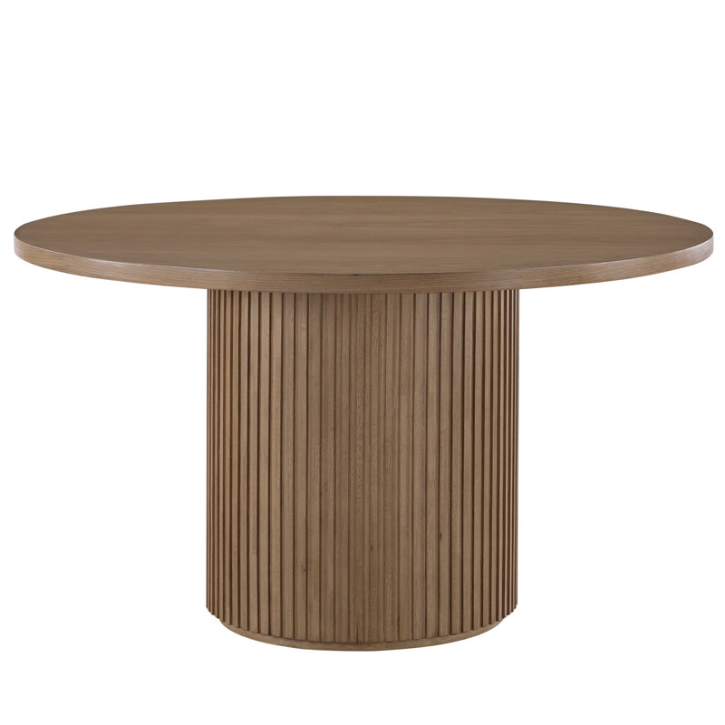 Fiammetta 52'' Round Pedestal Dining Table, Brown, Brown