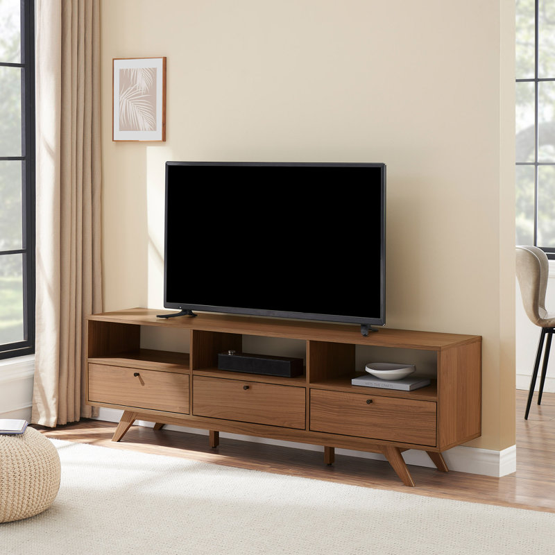 Ballosh 70" TV Stand with 3-Dropdown Doors for TVs up to 78", Mocha