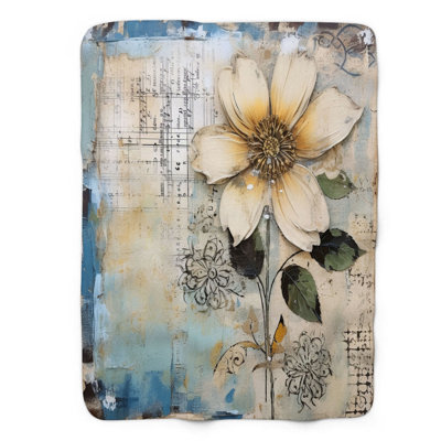 Distressed Petals - 1 Piece Premium Sherpa Blanket 0030