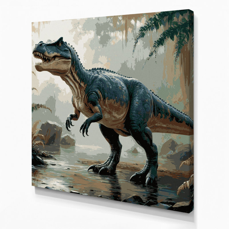 Art mural sur toile vert dinosaure baryonyx, H 12 po x l 12 po