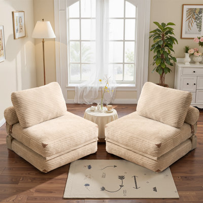 2-pack Corduroy Convertible Sofa Bed - Foldable Lazy Couch With Cushion For Living Room by XIZZI