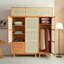 Armoire simple en bois massif et rotin tissé