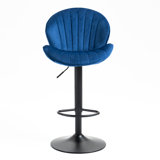 Adjustable Bar Chairs In Blue For Kitchen Pub Counter Height, 2 With Back And Footrest Height Mid-century