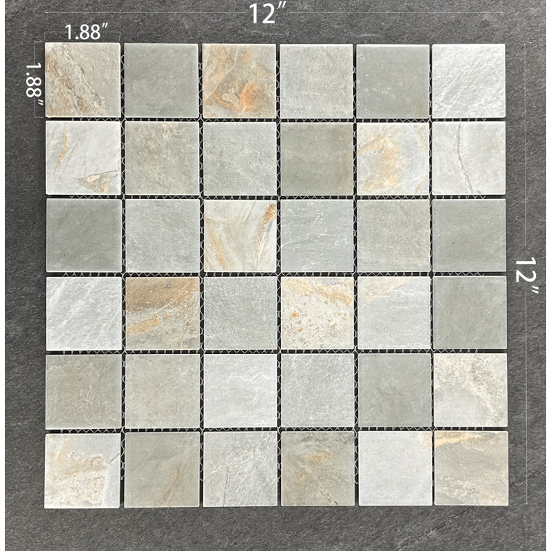 Carreau de mosaïque en porcelaine à finition mate 2x2 - style grille, utilisation sur les murs et les planchers, Gris/beige