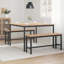 Solid Wood Top Metal Base Dining Table-575171712-575171715-575171717