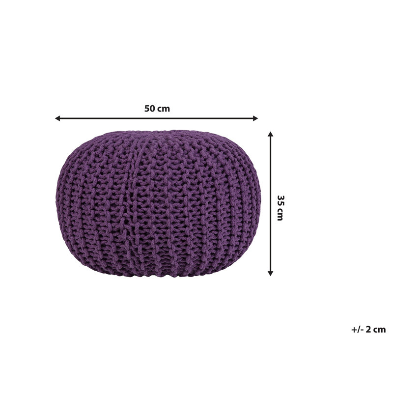Arne 50cm Wide Round Pouf Ottoman, Purple