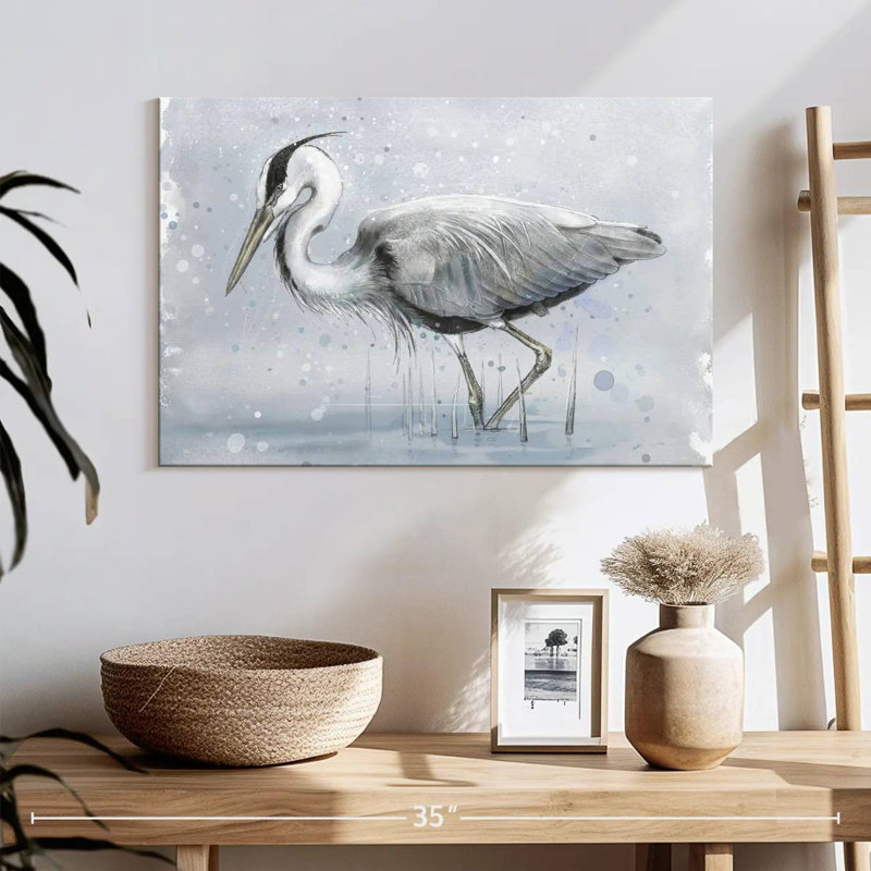 Brampt Gray And White Heron, 16" H x 24" W