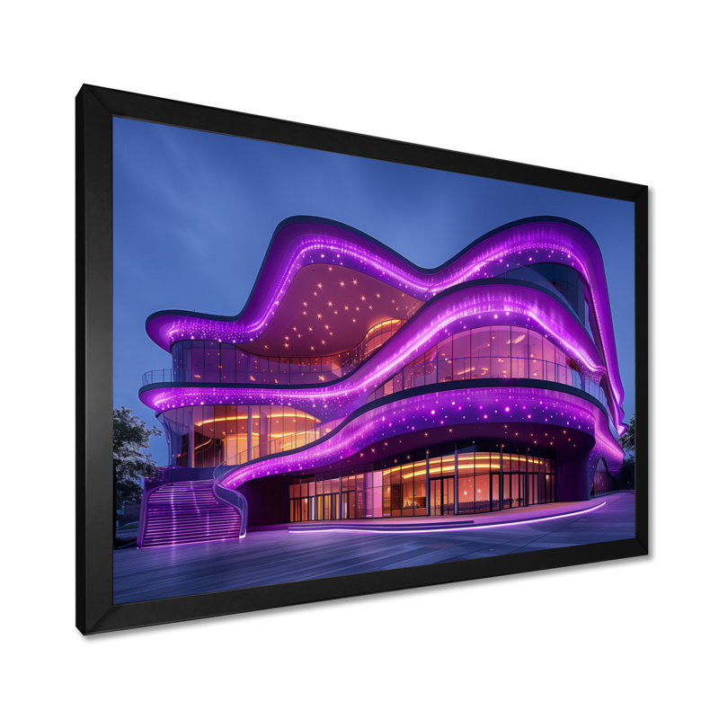 Lumières de néon mauves et bleues - art mural de salles de concert, H 12 po x l 20 po, Cadre photo noir simple