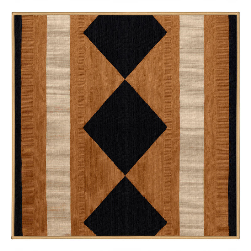 Machine Washable Checkered Brown Area Rug, Square 5'