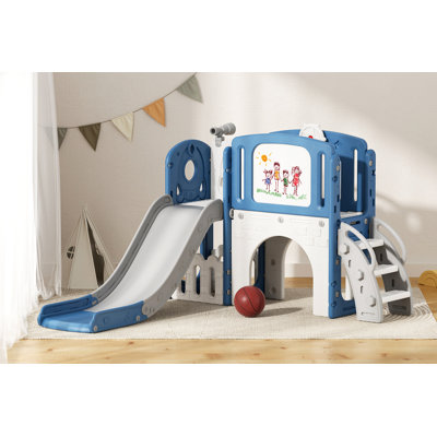 9 In 1 Toddler Slide for Kids Age 1+ with Drawing Board Basketball  Indoor Outdoor  Playground Set