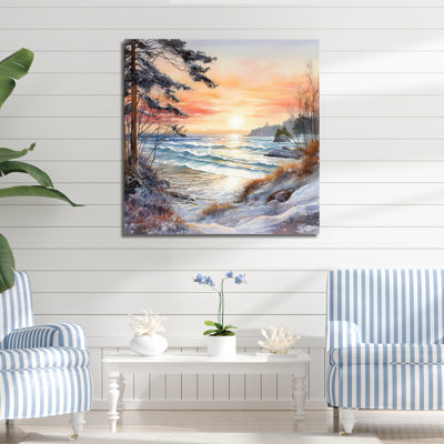 «Beach Sunset Charm In Winter», reproduction sur toile