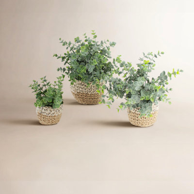 11'' Faux Eucalyptus Plant in Wicker/Rattan Pot