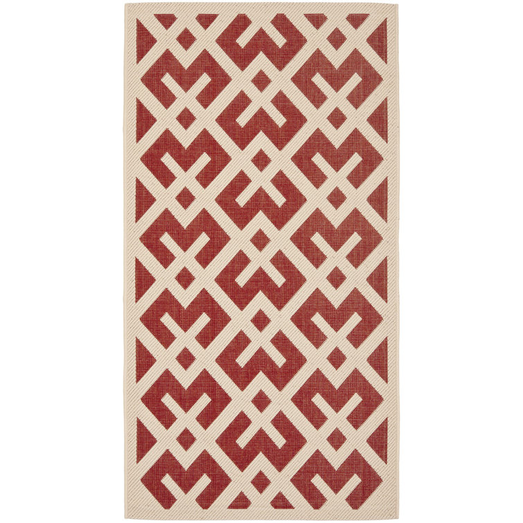 Arneshia Geometric Flatweave Red/Bone Area Indoor/Outdoor Area Rug