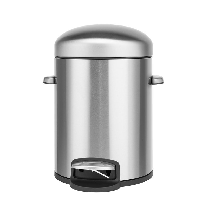 1.3 Gallon Brushed Stainless Steel Step Trash Can