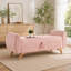 Banc moderne de 145 cm (57 po) en velours côtelé avec espace de rangement intégré, pattes en bois, rose, idéal pour les chambres et les couloirs.
